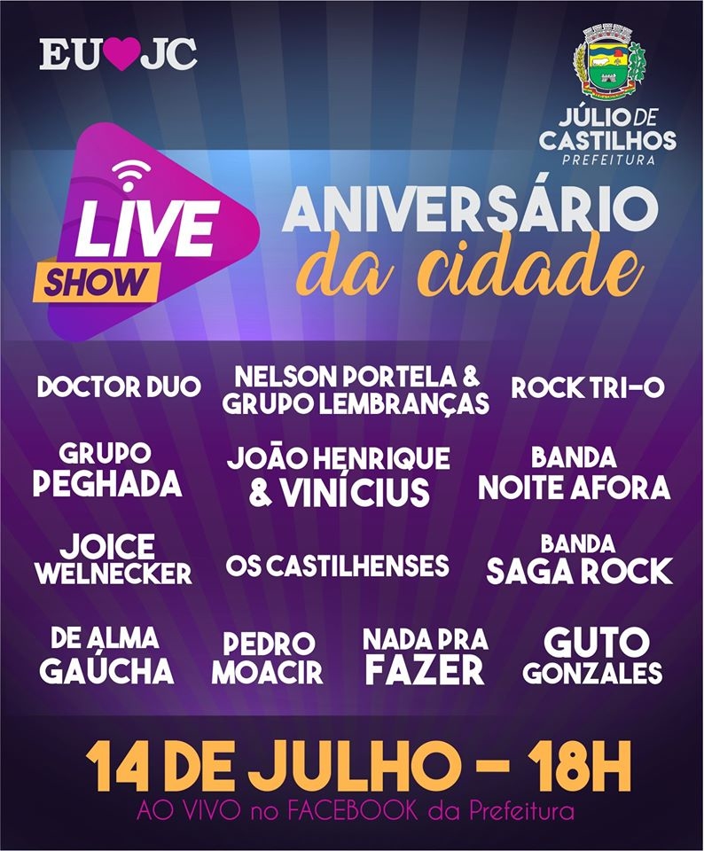 Júlio de Castilhos divulga shows da Live Show de Aniversário 129 anos