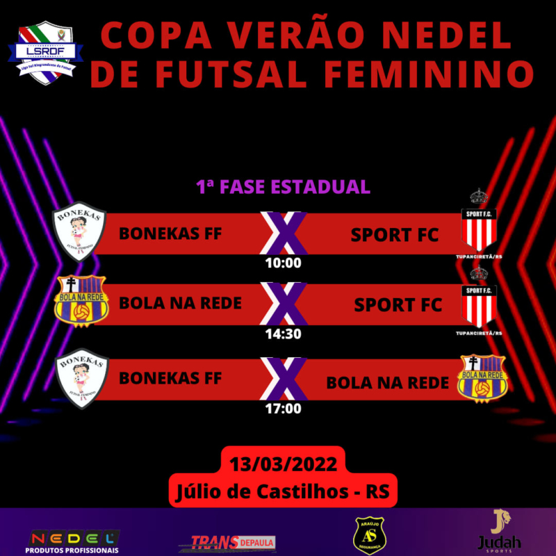 FUTSAL FEMININO: TABELA FE JOGOS DA SEMENA!